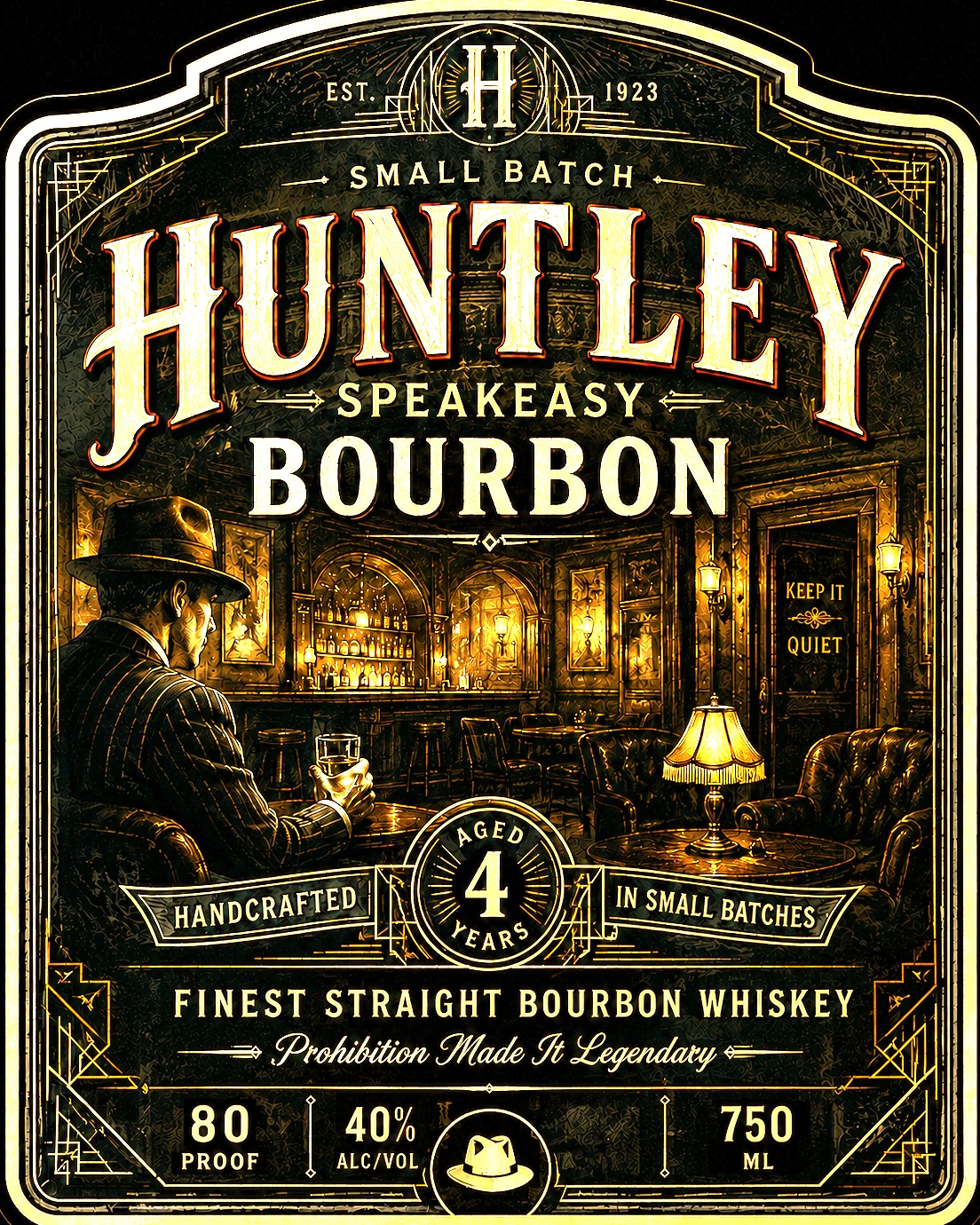 Huntley Speakeasy Bourbon label