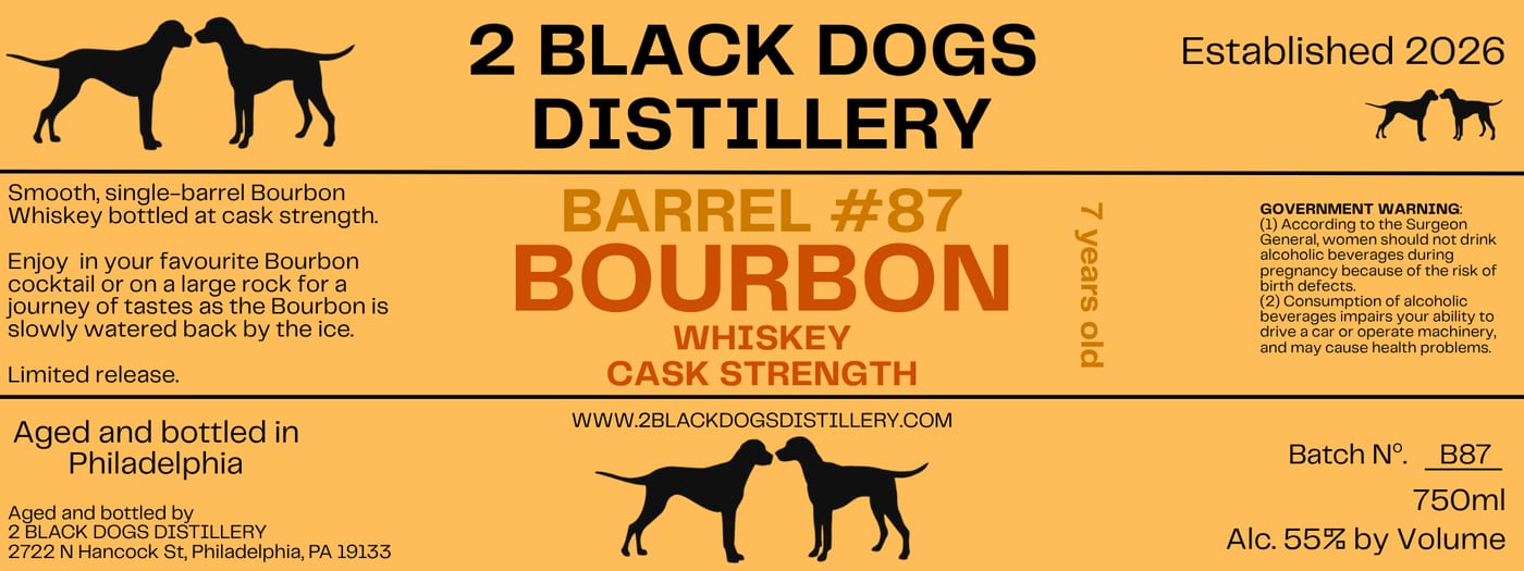 2 Black Dogs Distillery label