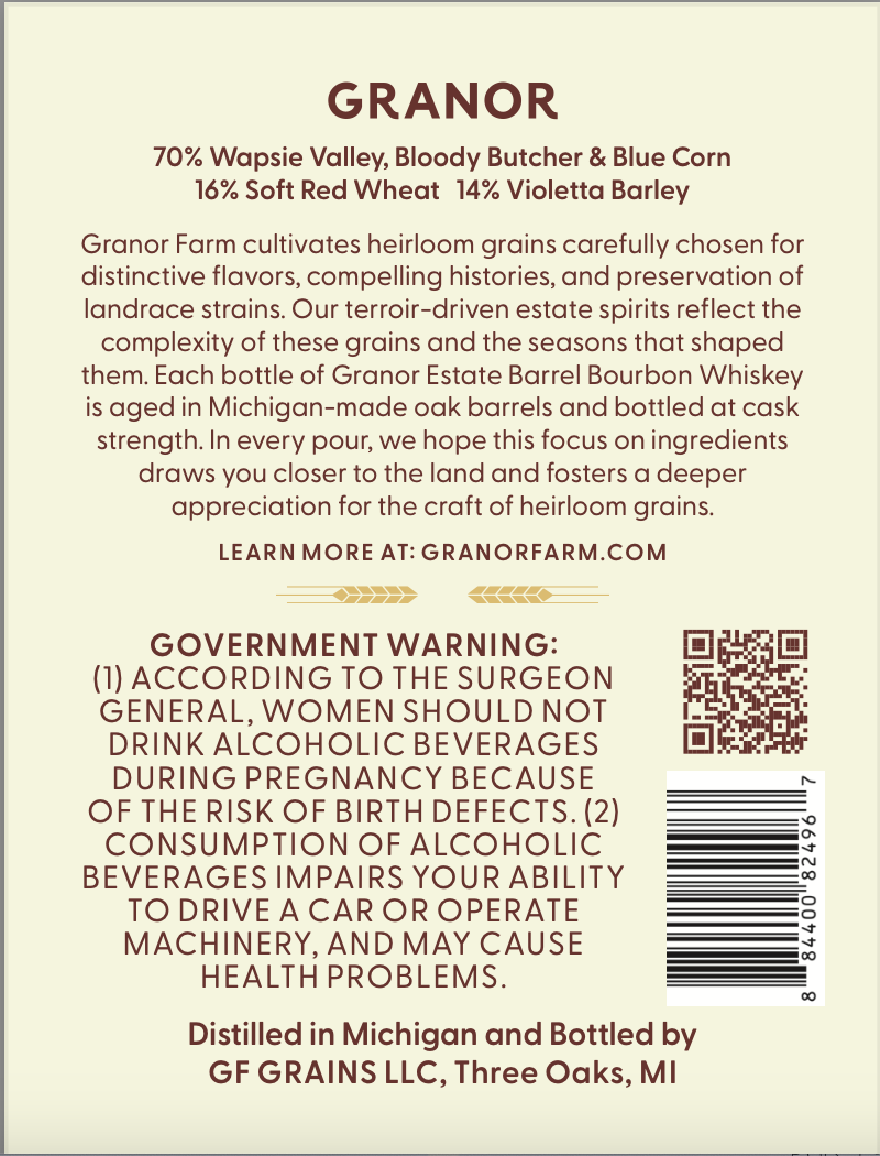 Granor Estate Barrel Straight Bourbon Whiskey label image 2