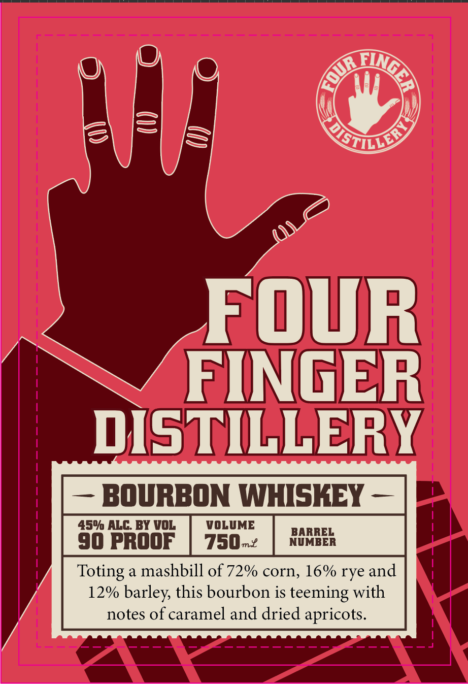 Four Finger Distillery Bourbon Whiskey label