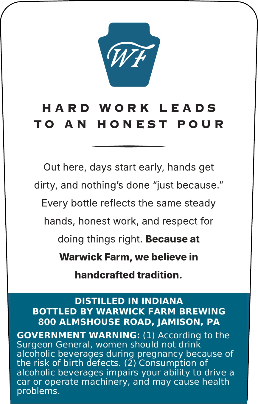 Warwick Farm Straight Bourbon Whiskey Small Batch label image 2
