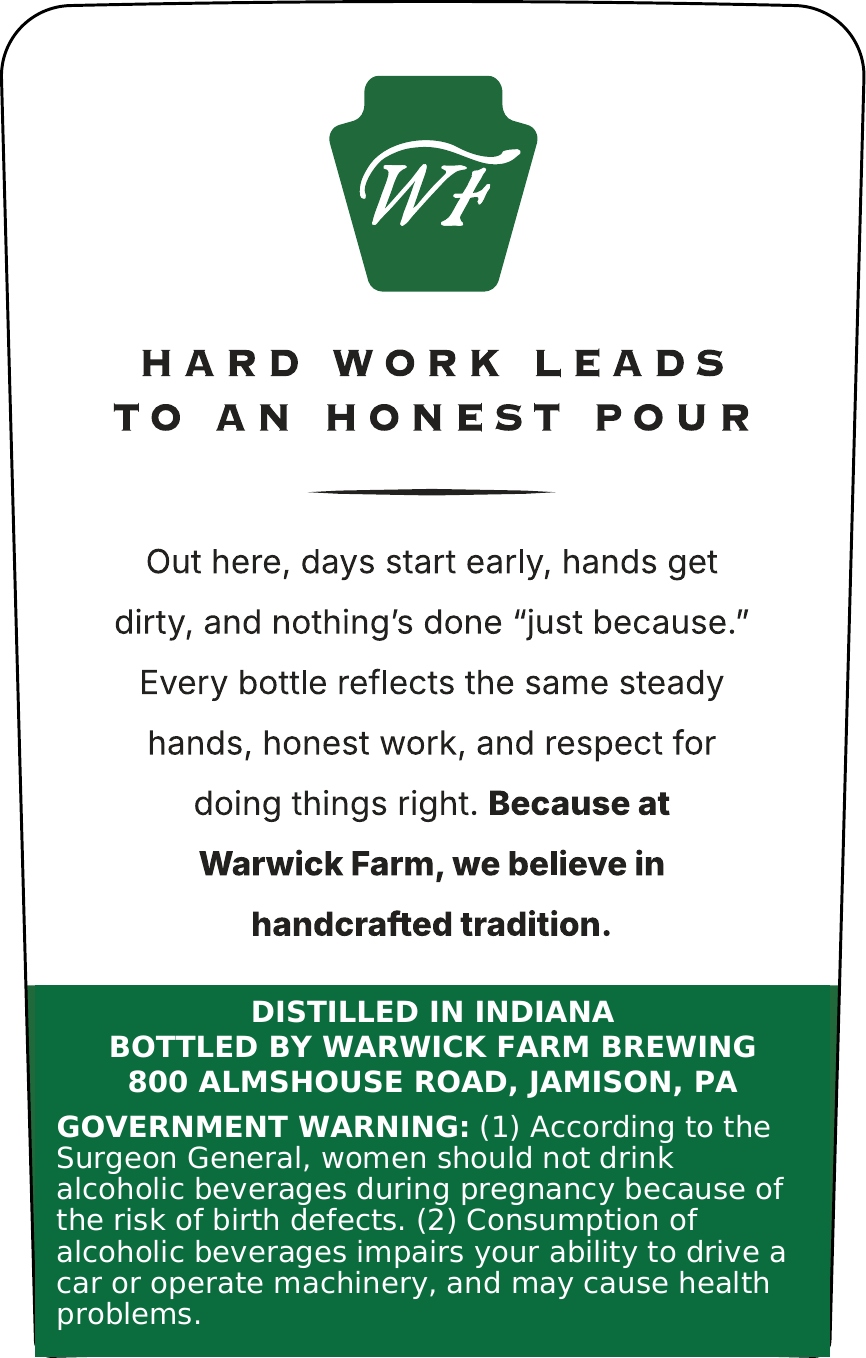 Warwick Farm Straight Rye Whiskey Small Batch label image 2