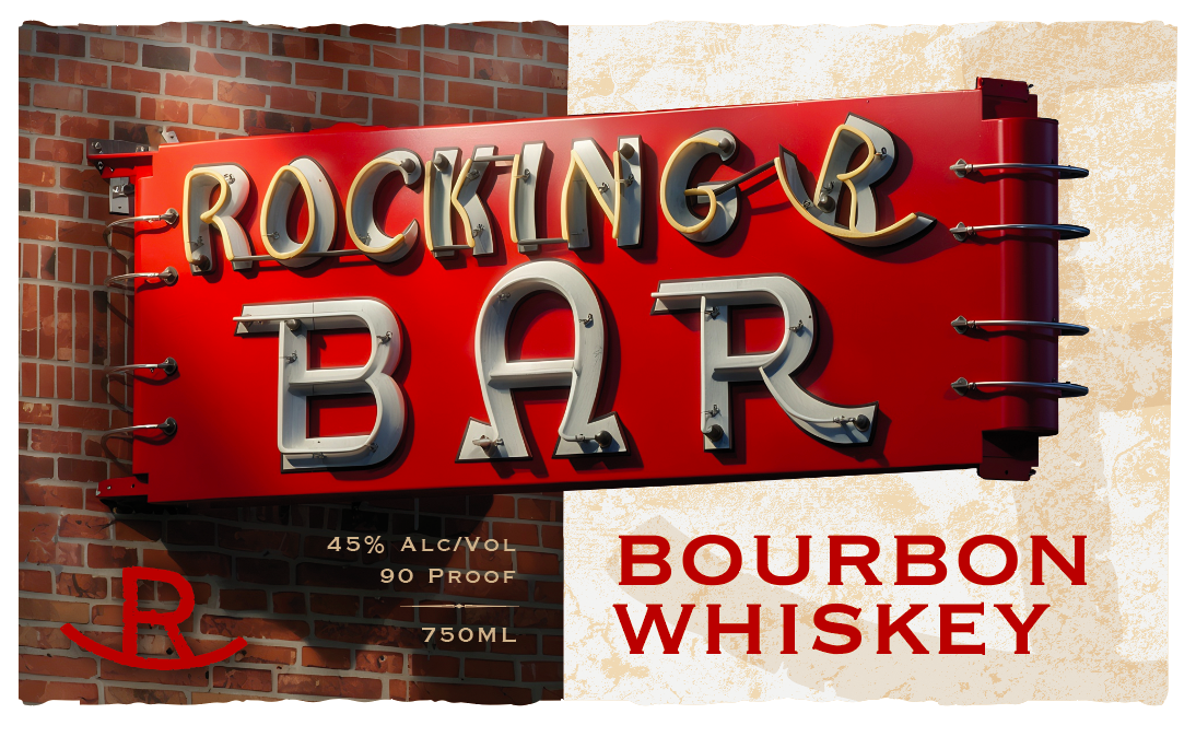 Rocking R Bar Bourbon Whiskey label