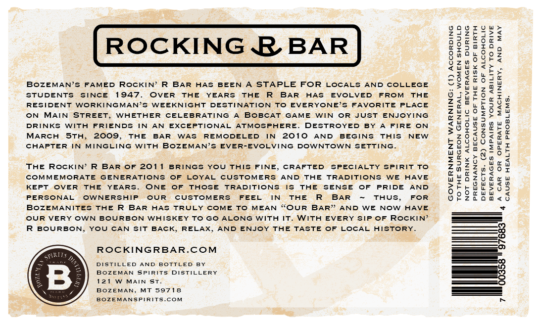 Rocking R Bar Bourbon Whiskey label image 2