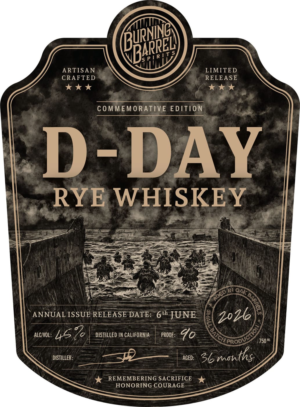 Burning Barrel Spirits label