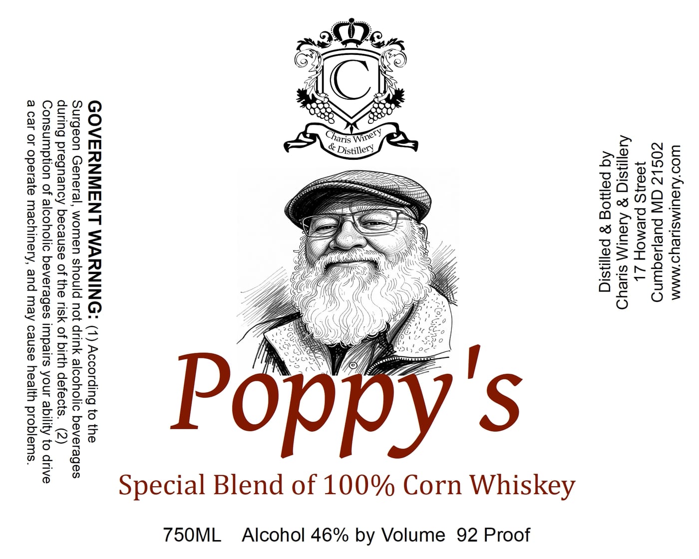 Charis Winery & Distillery label