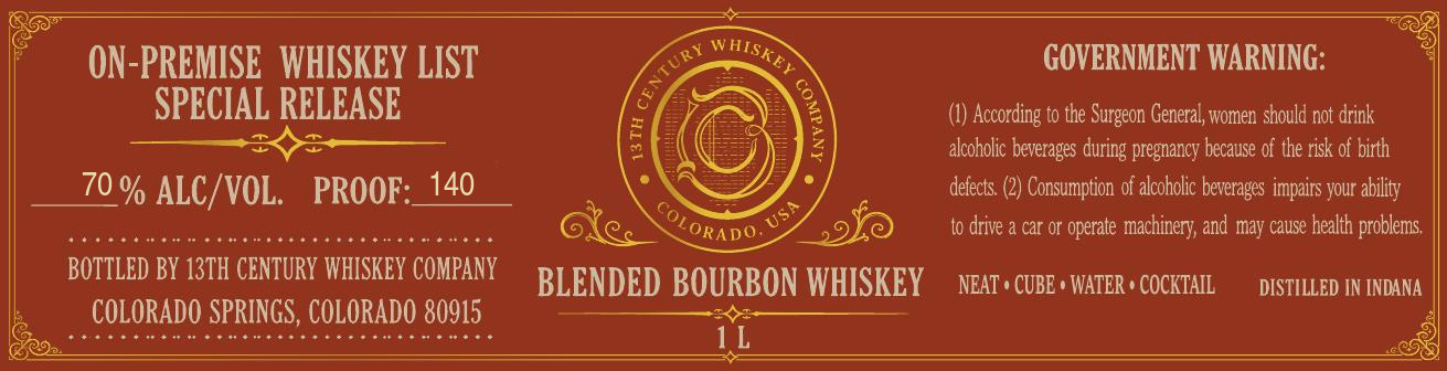13TH Century Whiskey Company label