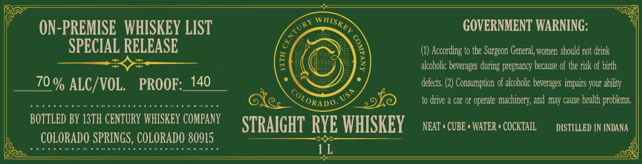 13TH Century Whiskey Company label