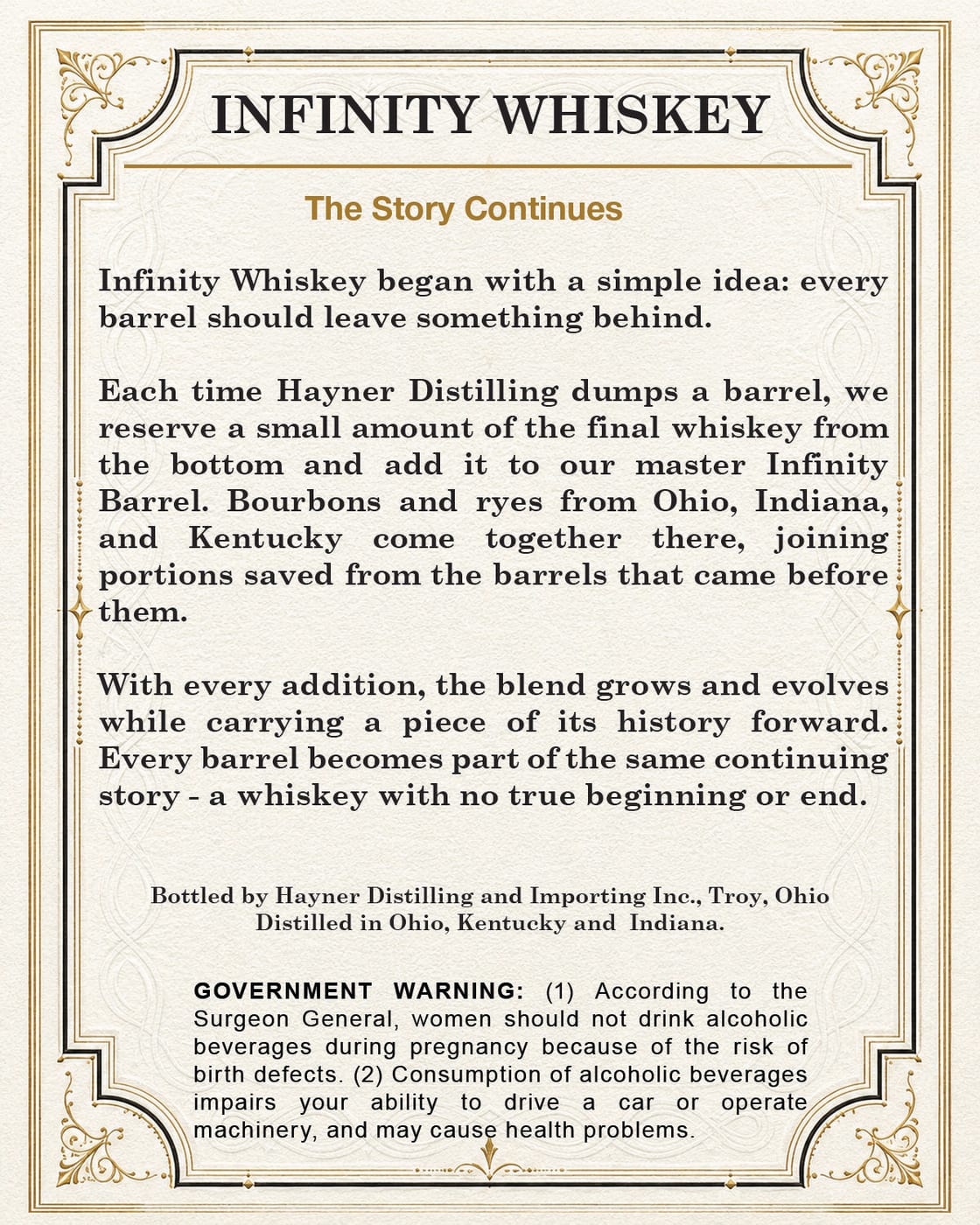 Hayner Distilling Infinity Whiskey label image 2