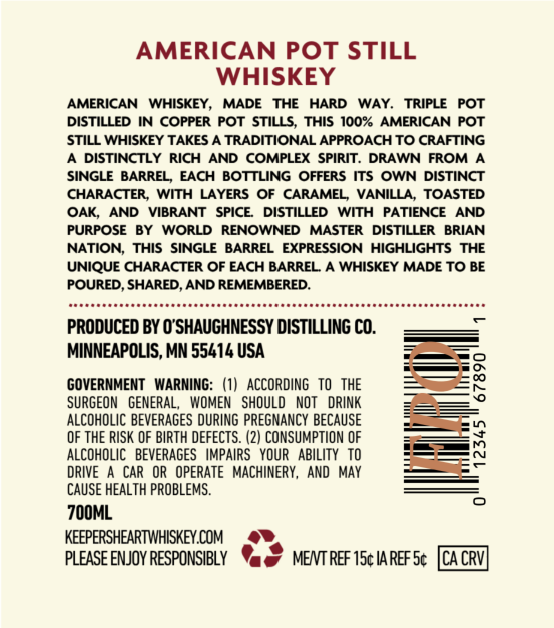 Keeper's Heart American Pot Still label image 2