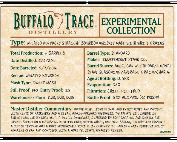 Buffalo Trace Distillery Experimental Collection label
