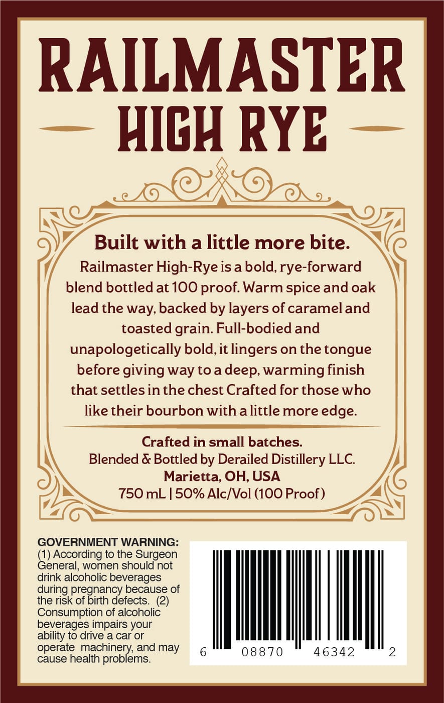 Derailed Distillery Railmaster High-rye label image 2