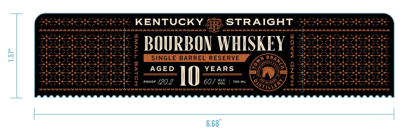Town Branch 10YR Single Barrel Reserve Bourbon Whiskey Cask Strength label image 2