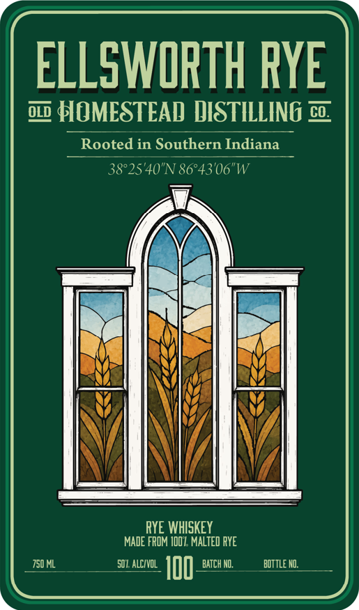 Old Homestead Distilling CO. label