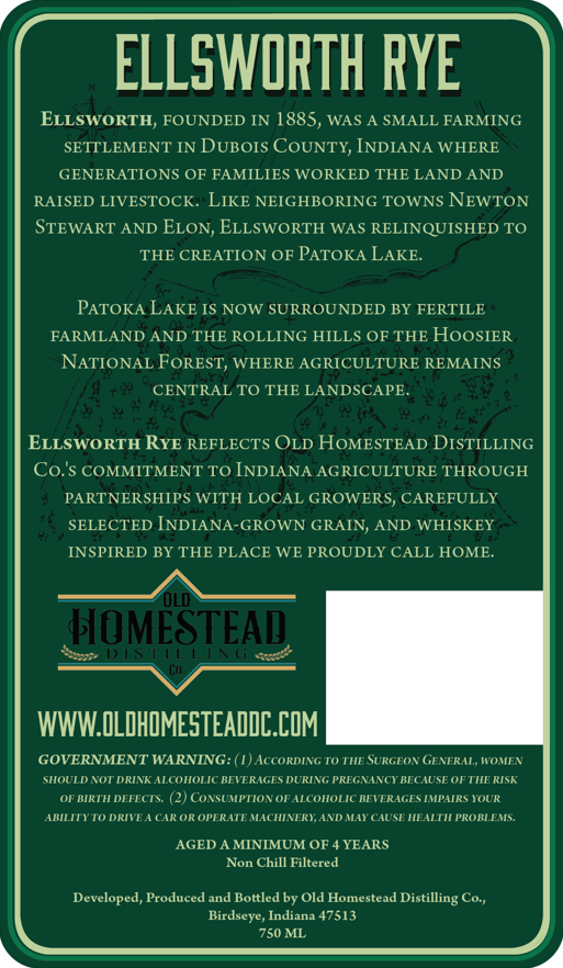 Old Homestead Distilling CO. Ellsworth Rye label image 2