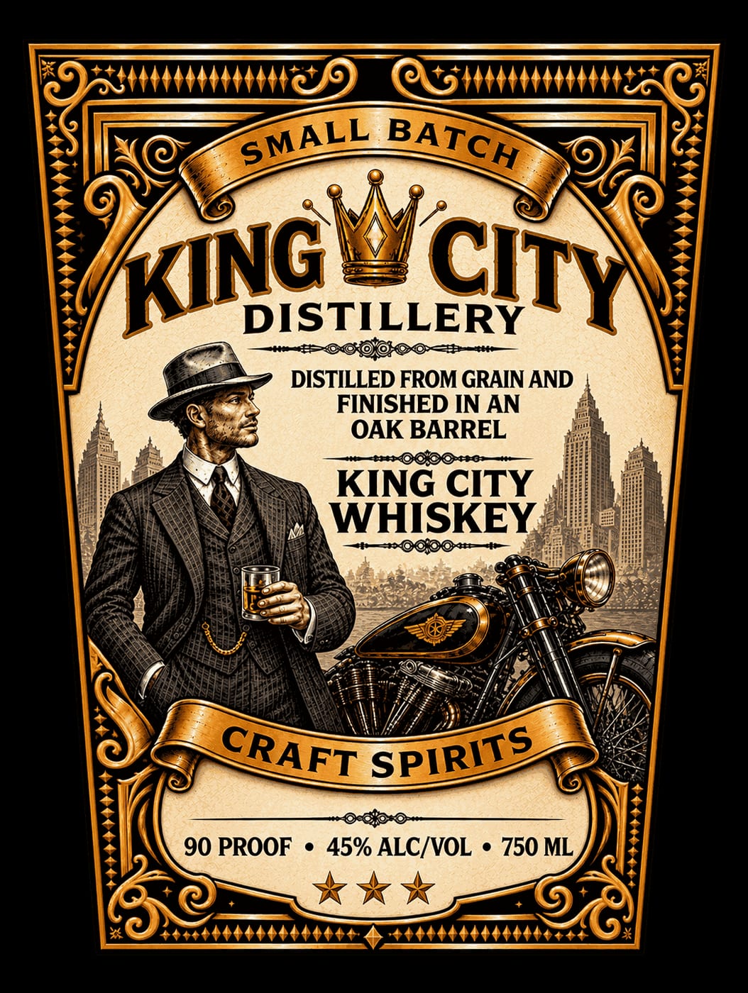 King City Distillery label