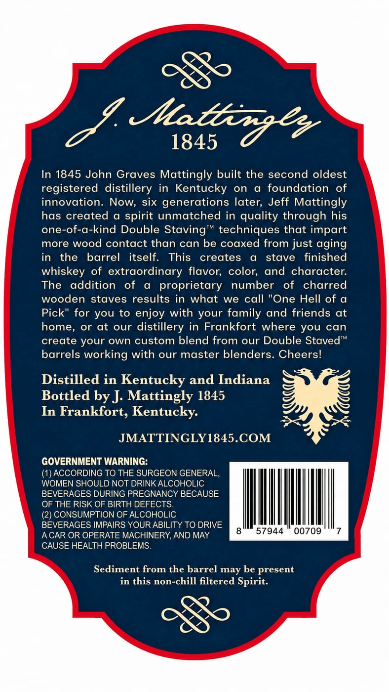 J. Mattingly 1845 Fiori D' Italia Small Batch Blended Bourbon label image 2