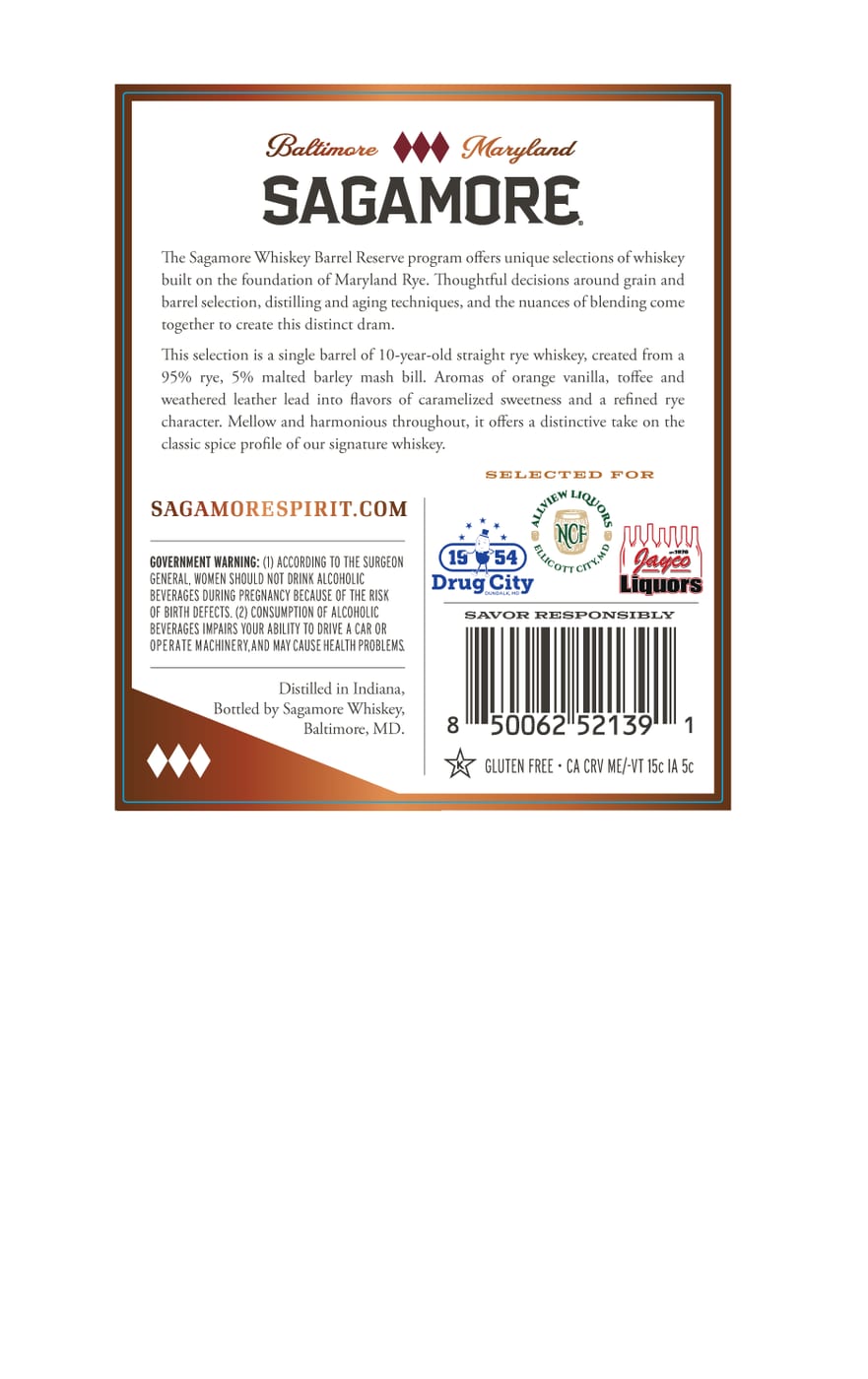 Sagamore 10 Year High Rye label image 2