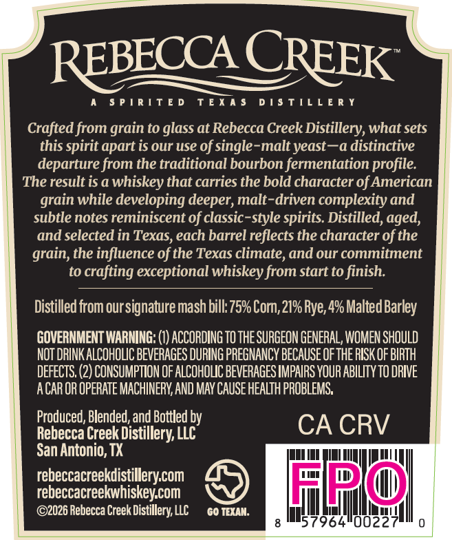 Rebecca Creek Barrel Select label image 2