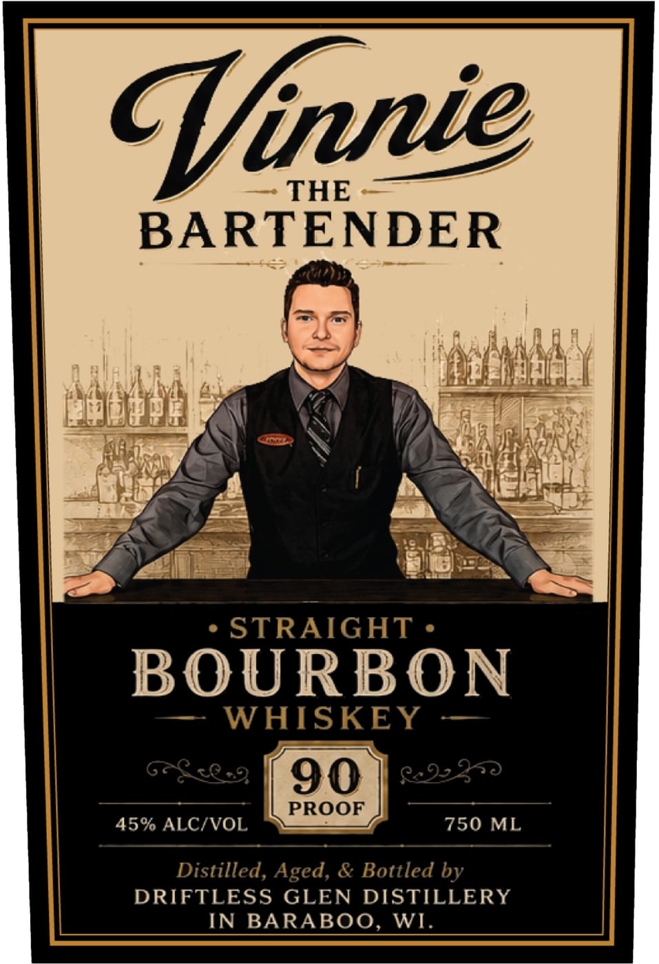 Vinnie The Bartender label