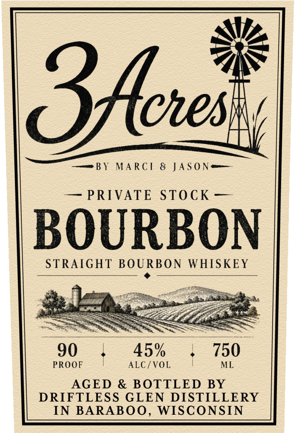 3 Acres label