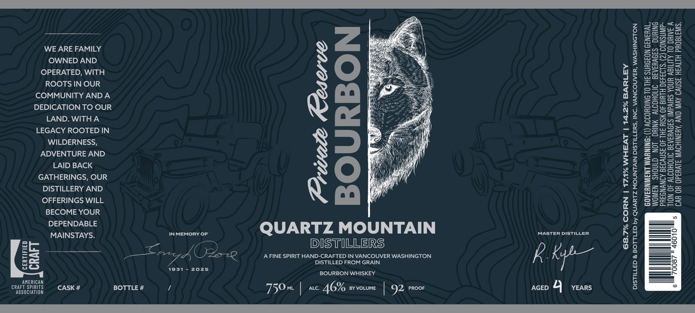 Quartz Mountain Distillers label