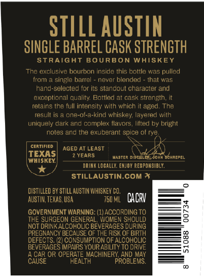 Still Austin Single Barrel Program Bourbon label image 2