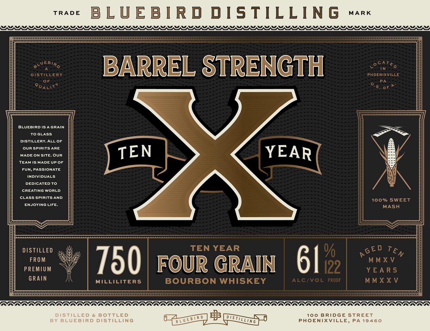 Bluebird Distilling label