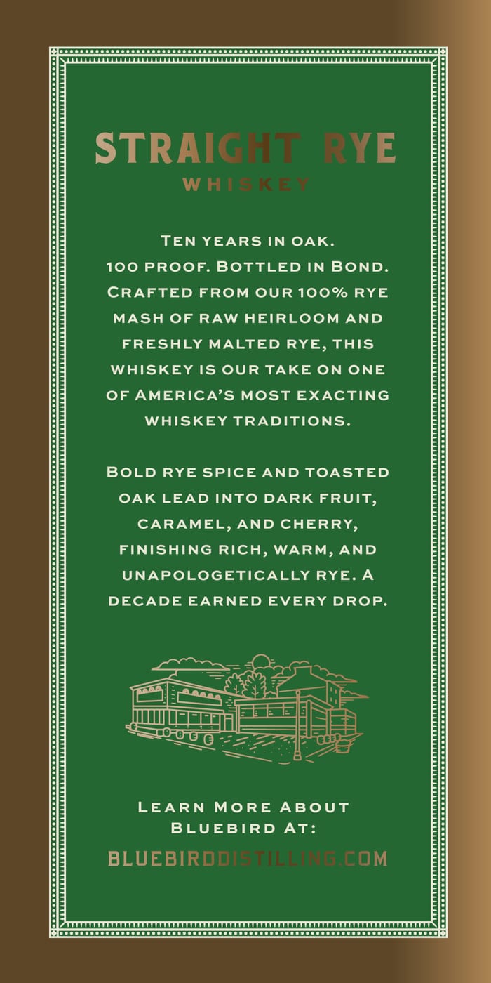 Bluebird Distilling Bib 10 Year label image 3