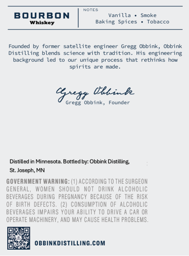 Obbink Distilling label image 2