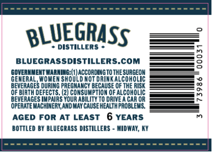 Bluegrass Distillers label image 2