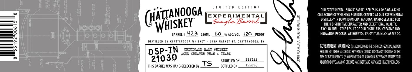 Chattanooga Whiskey label