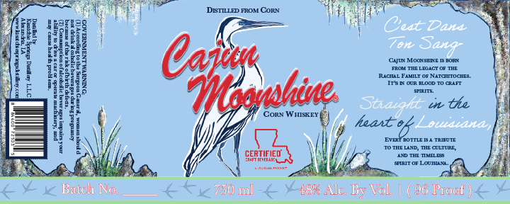 Cajun Moonshine label