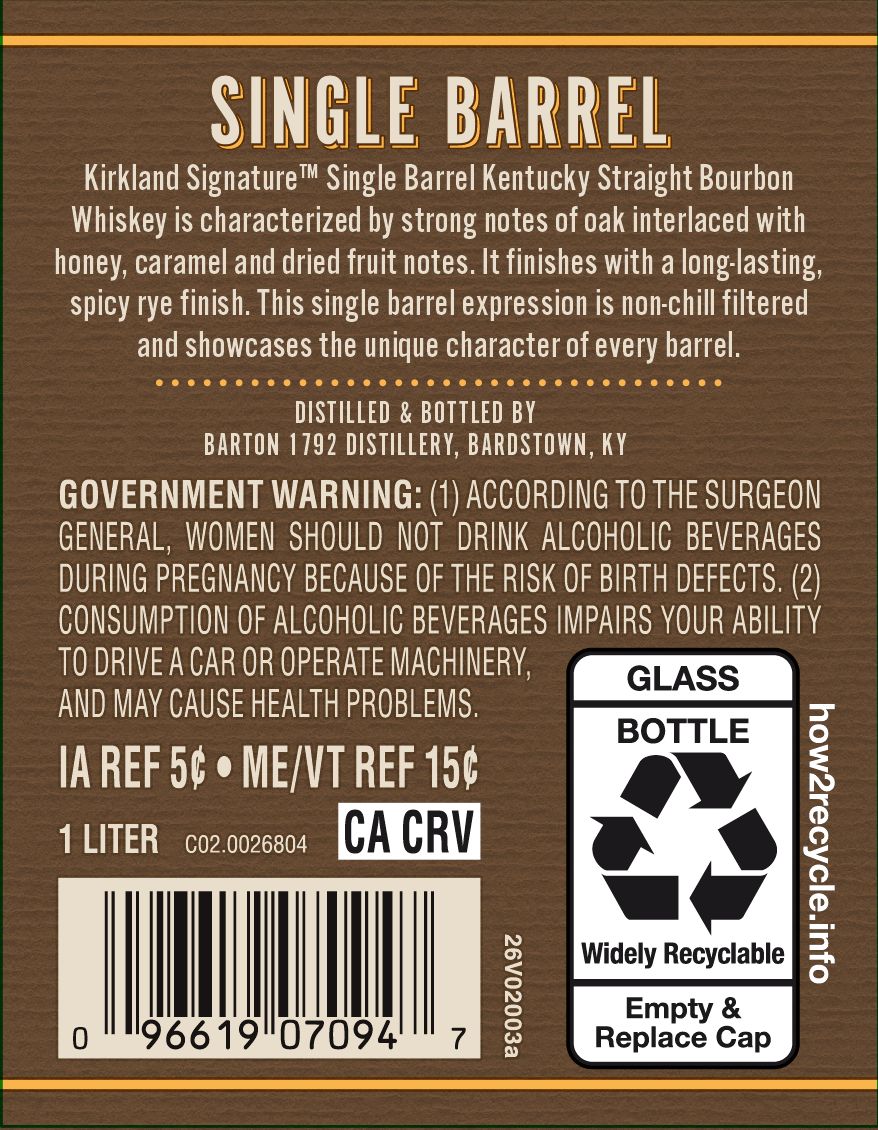 Kirkland Signature Single Barrel label image 2