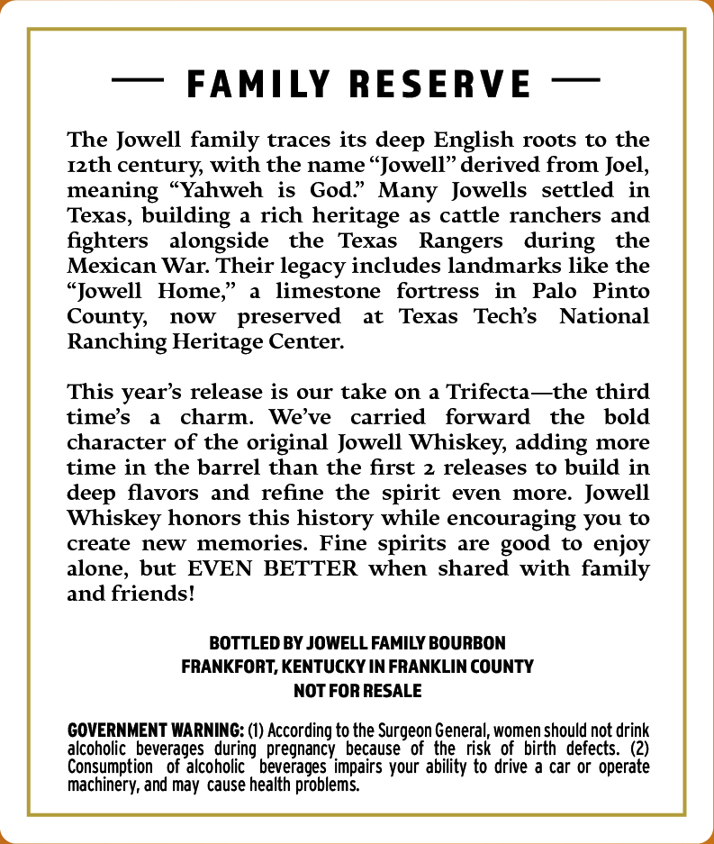 Jowell Family Reserve label image 3