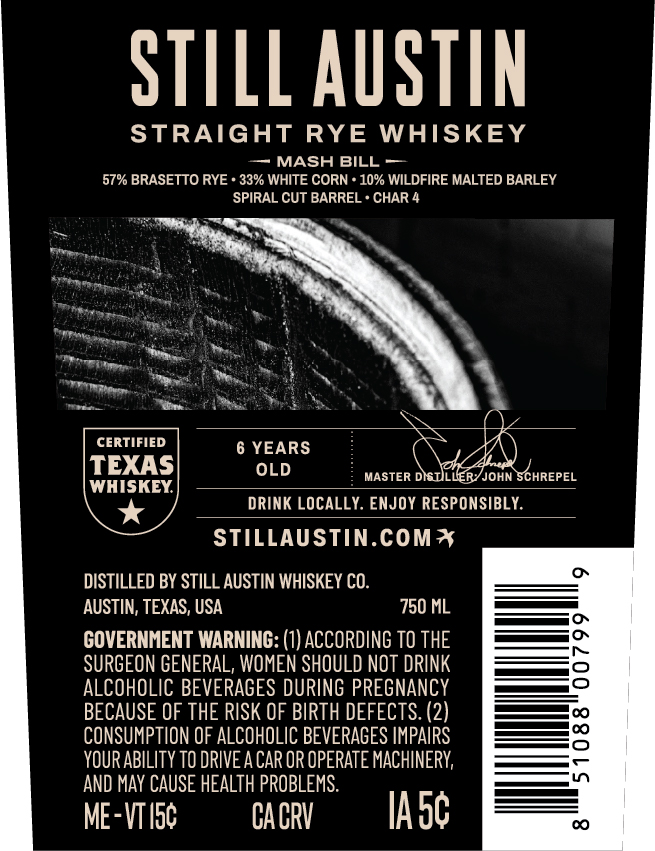 Still Austin Special Release Straight Rye Whiskey label image 3