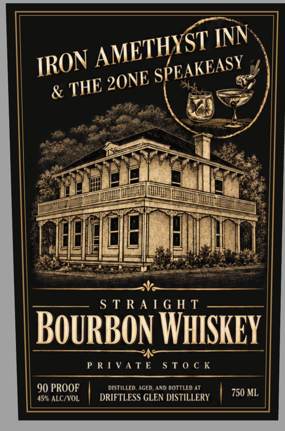 Iron Amethyst Inn & The 2ONE Speakeasy label