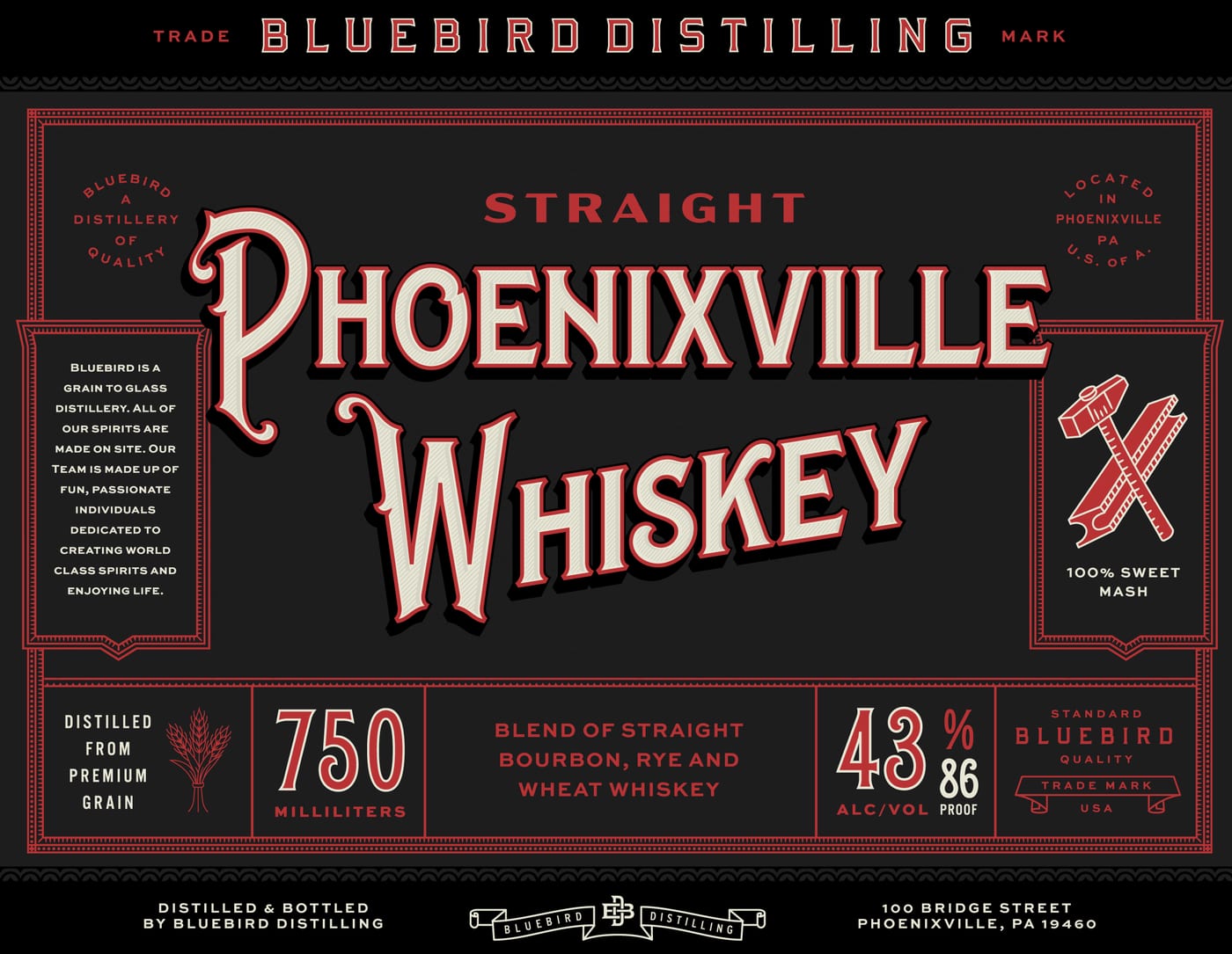 Bluebird Distilling label