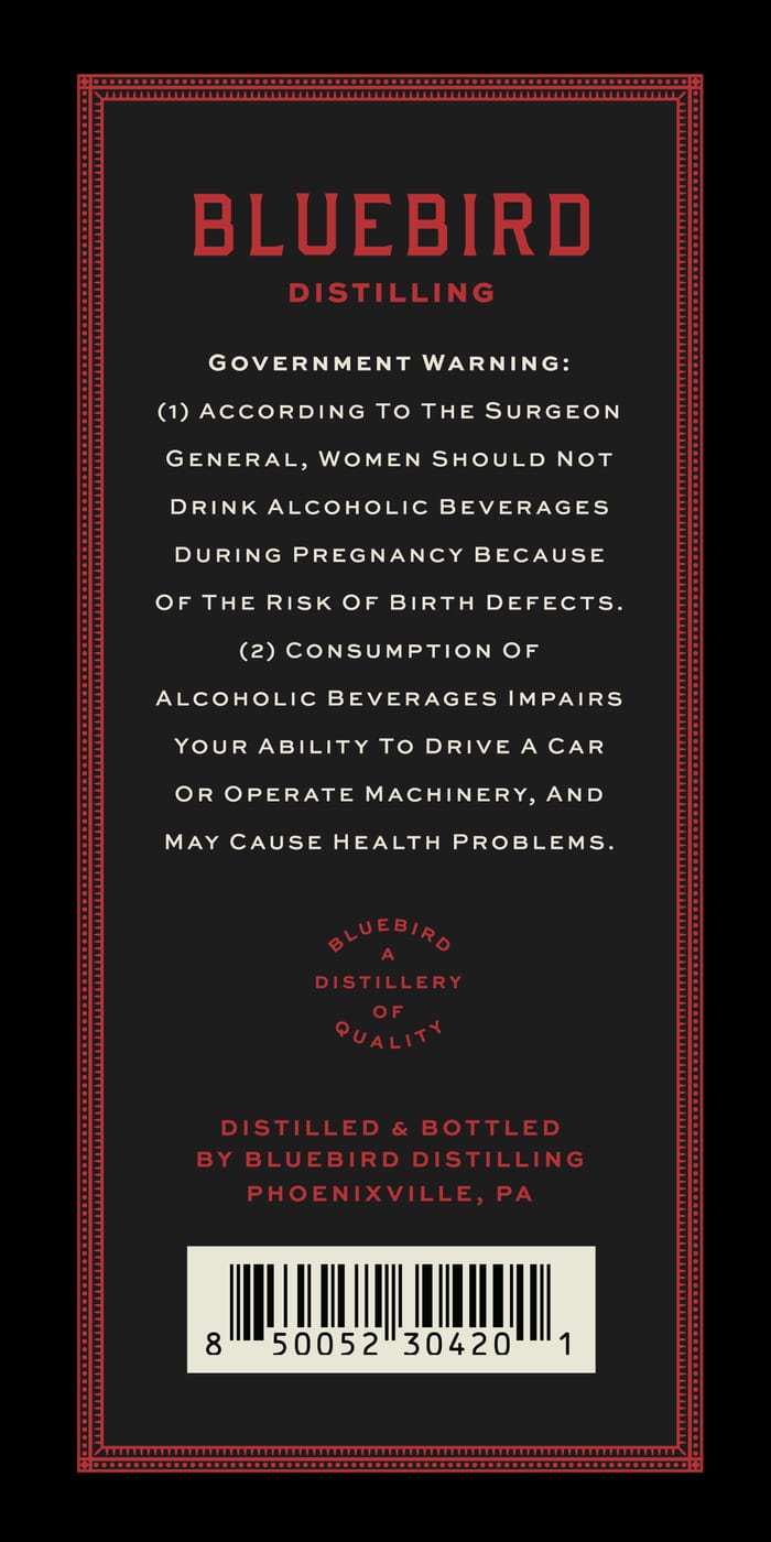 Bluebird Distilling Phoenixville Whiskey label image 2