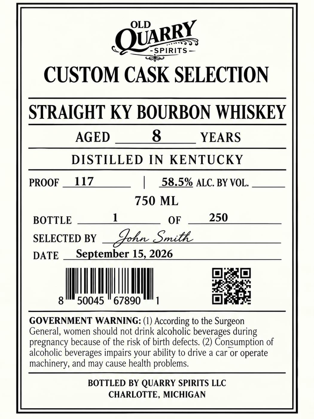 Old Quarry Spirits label