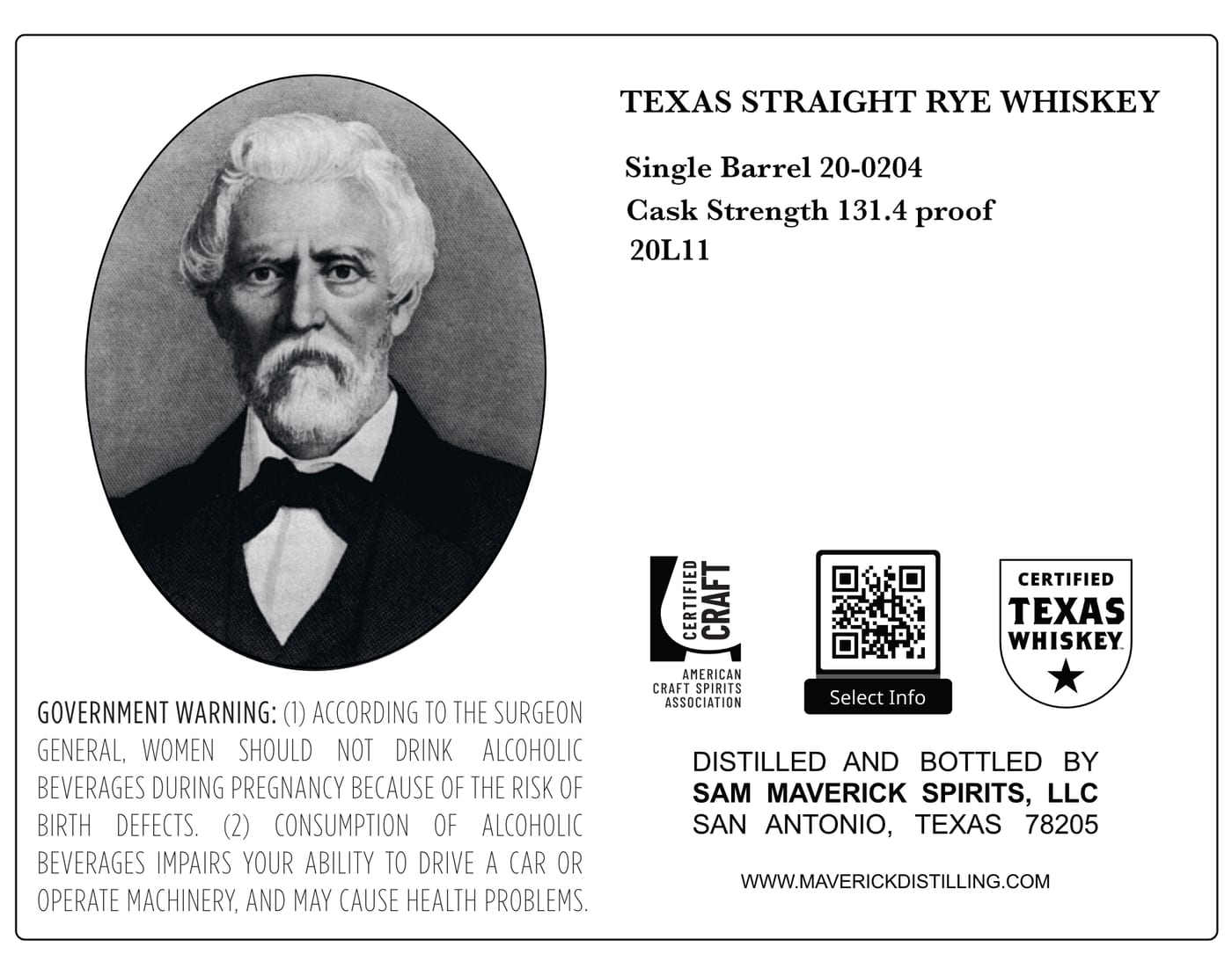 Samuel Maverick Distillers Select label image 2