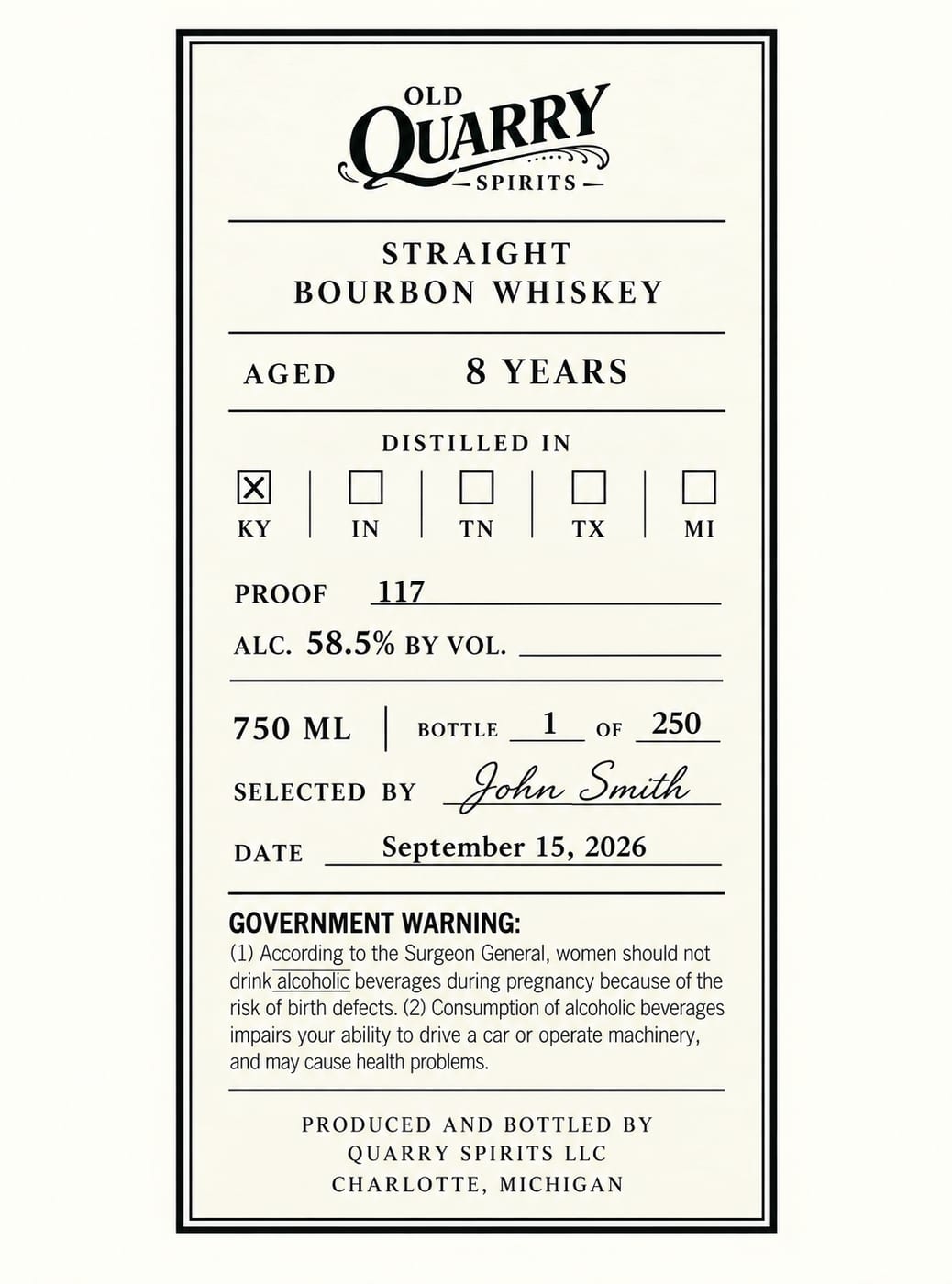 Old Quarry Spirits label