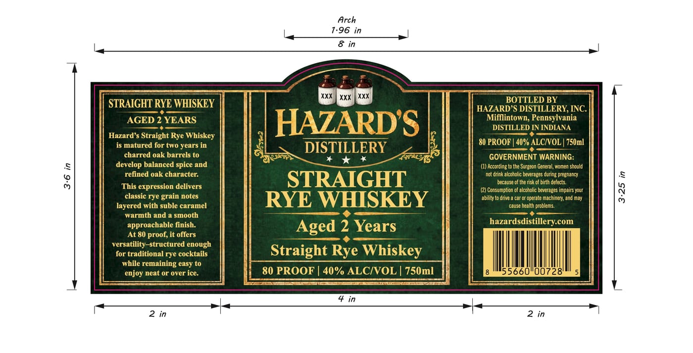 Hazard's Distillery label