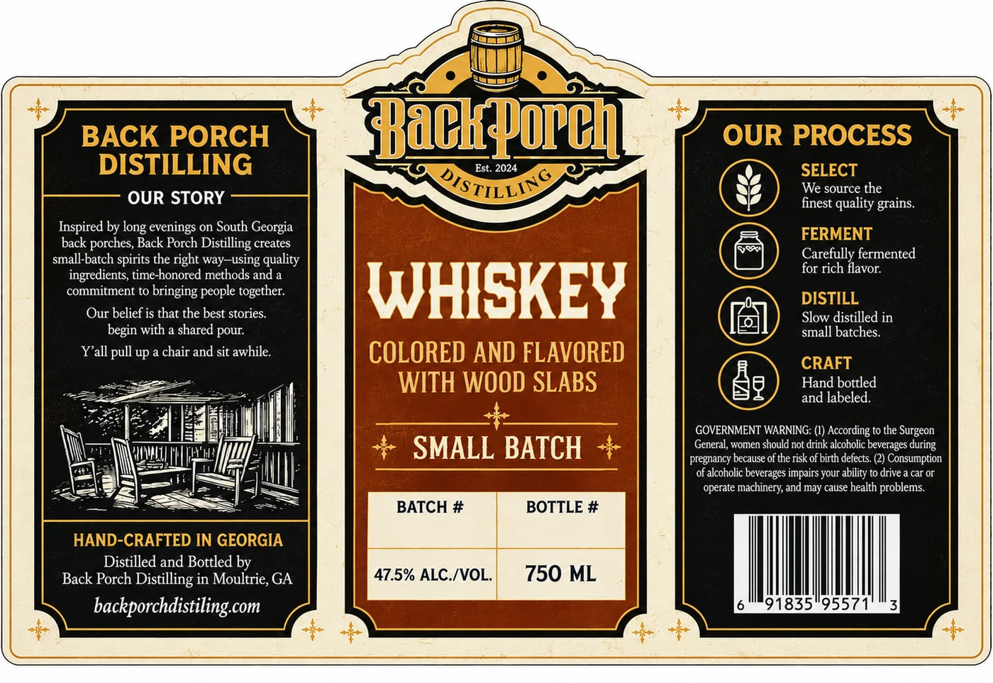 Back Porch Distilling label