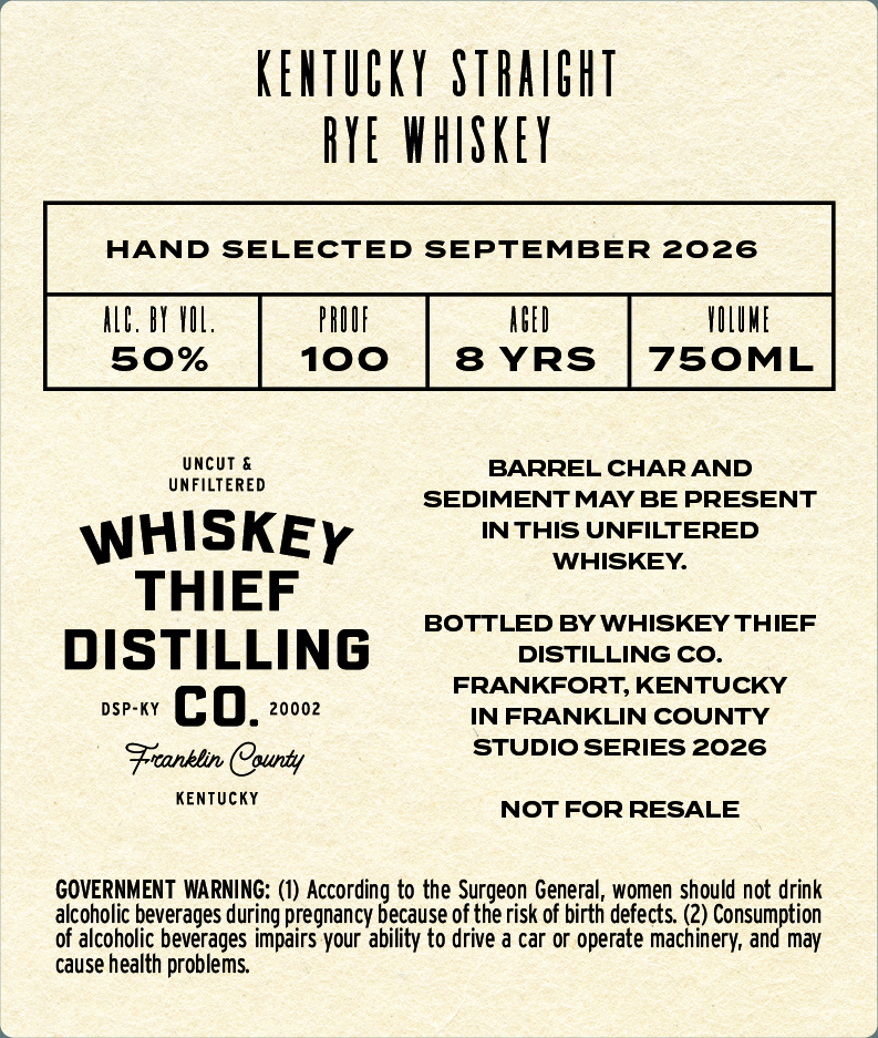 Whiskey Thief Distilling CO. label image 2