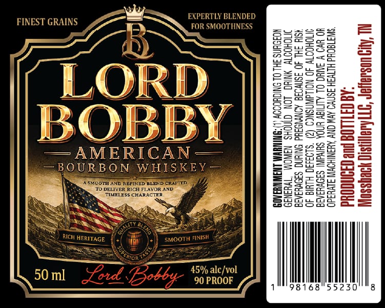 Lord Bobby American Bourbon Whiskey label