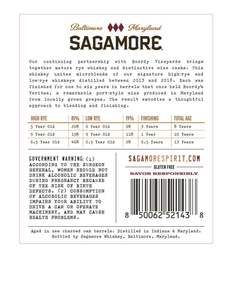 Sagamore Veritas Cask Finish label image 2
