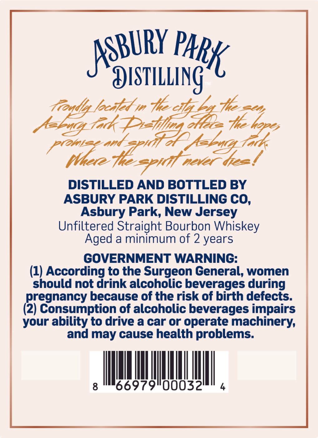 Asbury Park Distilling CO. label image 2