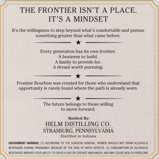 Helm Distilling CO. Frontier label image 2