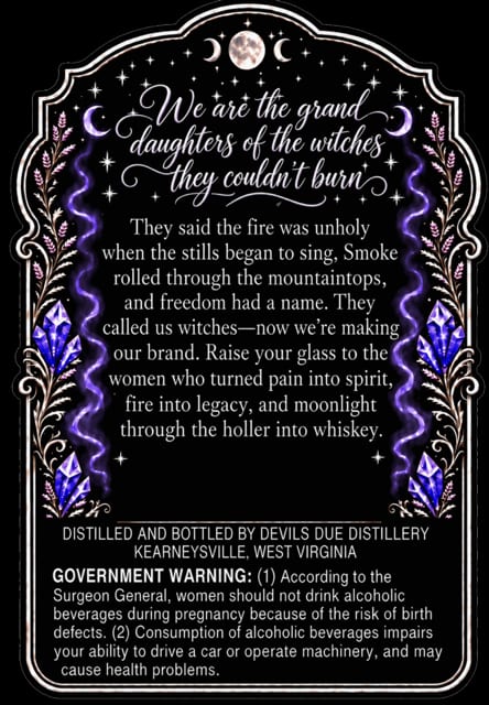 Devil's Due Distillery 3 Witches Whiskey Full Moon label image 2